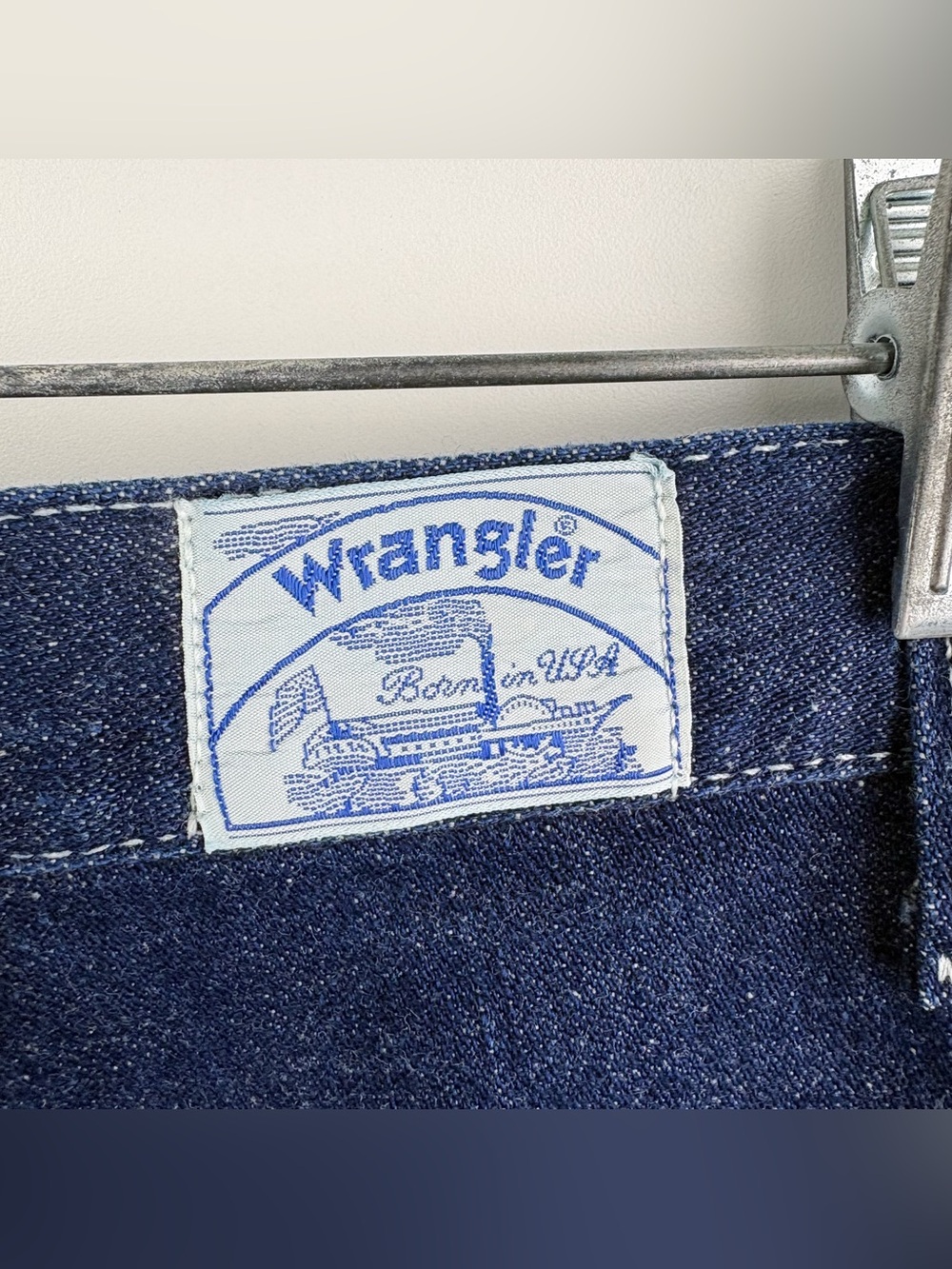 Vintage 70s Wrangler Clover Embroidered Groovy High Rise Straight Leg Jeans Blue - Picture 6 of 9
